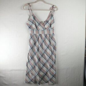 Lord & Taylor Plaid Dress Size M Red White Blue